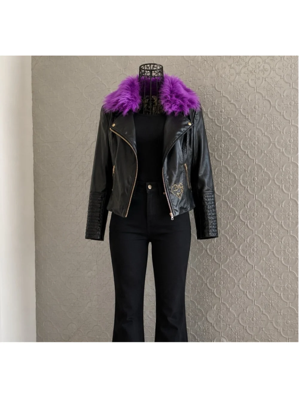 Disney Descendants 3 Mal Moto Jacket with Detachable Faux-Fur Collar